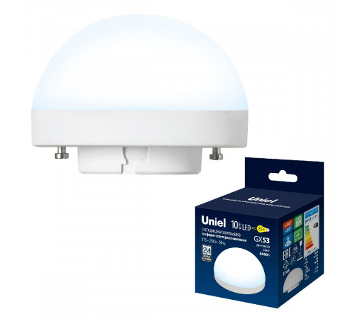 Лампа светодиодная Uniel LED-GX53-10W/6500K/GX53/FR/SPHERE PLZ02WH UL-00011789 Лампа светодиодная Uniel LED-GX53-10W/6500K/GX53/FR/SPHERE PLZ02WH UL-00011789