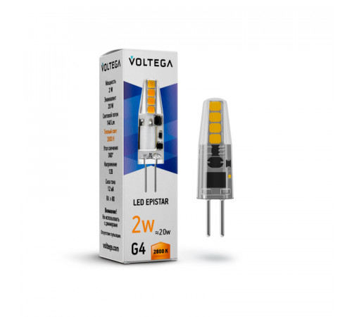 Лампа светодиодная Voltega G4 2W 2800K VG9-K1G4warm2W-12 7142 Лампа светодиодная Voltega G4 2W 2800K VG9-K1G4warm2W-12 7142