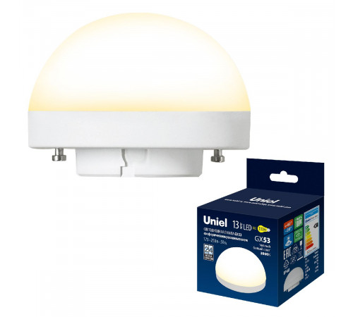Лампа светодиодная Uniel LED-GX53-13W/3000K/GX53/FR/SPHERE PLZ02WH UL-00011790