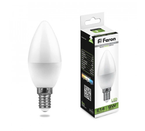 Лампа светодиодная Feron E14 9W 4000K Свеча Матовая LB-570 25799 Лампа светодиодная Feron E14 9W 4000K Свеча Матовая LB-570 25799