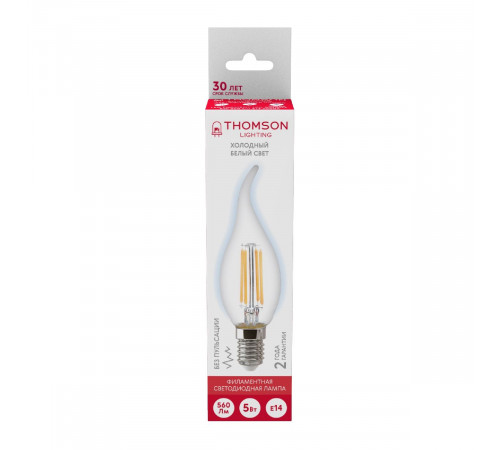 Лампа светодиодная Thomson Tail Candle E14 5W 6500K свеча на ветру TH-B2335 Лампа светодиодная Thomson Tail Candle E14 5W 6500K свеча на ветру TH-B2335
