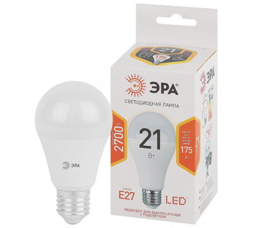 Лампа светодиодная Эра E27 21W 2700K LED A65-21W-827-E27 Б0035331 Лампа светодиодная Эра E27 21W 2700K LED A65-21W-827-E27 Б0035331