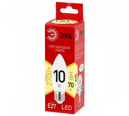 Лампа светодиодная Эра E27 10W 2700K LED B35-10W-827-E27 R Б0052377 Лампа светодиодная Эра E27 10W 2700K LED B35-10W-827-E27 R Б0052377