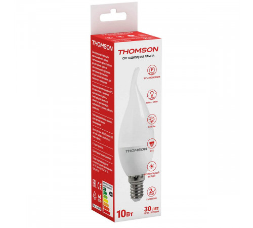 Лампа светодиодная Thomson E14 10W 4000K свеча на ветру матовая TH-B2030
