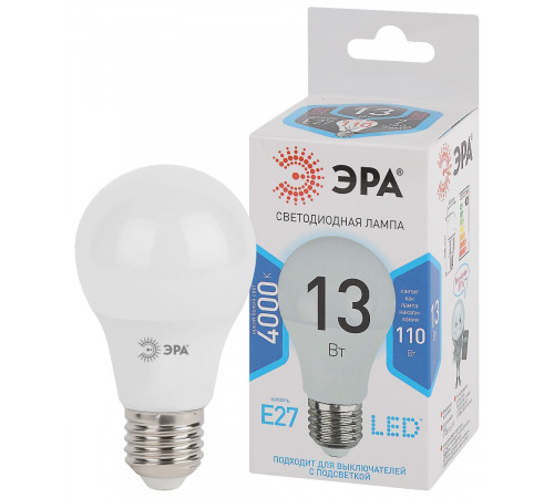 Лампа светодиодная Эра E27 13W 4000K LED A60-13W-840-E27 Б0020537 Лампа светодиодная Эра E27 13W 4000K LED A60-13W-840-E27 Б0020537