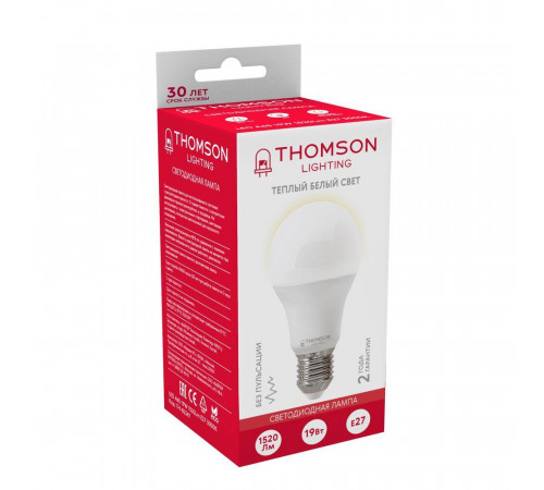 Лампа светодиодная Thomson E27 19W 3000K груша матовая TH-B2347 Лампа светодиодная Thomson E27 19W 3000K груша матовая TH-B2347