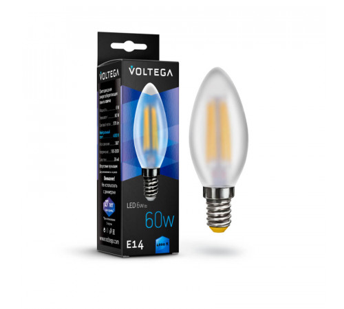 Лампа светодиодная Voltega E14 6W 4000К матовая VG10-CW2E14cold6W-F 7026 Лампа светодиодная Voltega E14 6W 4000К матовая VG10-CW2E14cold6W-F 7026