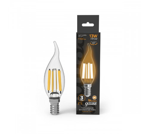 Лампа светодиодная Gauss Filament E14 13W 2700K 104801113 Лампа светодиодная Gauss Filament E14 13W 2700K 104801113