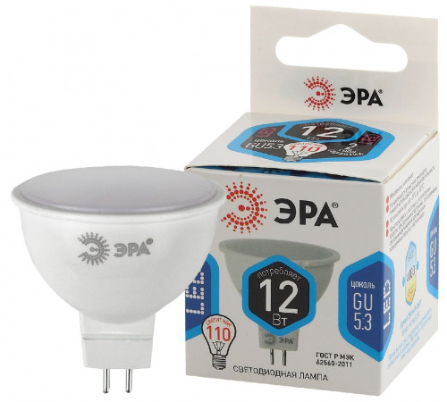 Лампа светодиодная Эра GU5.3 12W 4000K LED MR16-12W-840-GU5.3 Б0047738 Лампа светодиодная Эра GU5.3 12W 4000K LED MR16-12W-840-GU5.3 Б0047738