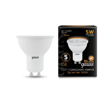 Лампа светодиодная Gauss GU10 5W 2700K матовая 101506105