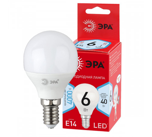 Лампа светодиодная Эра E14 6W 4000K LED P45-6W-840-E14 R Б0052443 Лампа светодиодная Эра E14 6W 4000K LED P45-6W-840-E14 R Б0052443