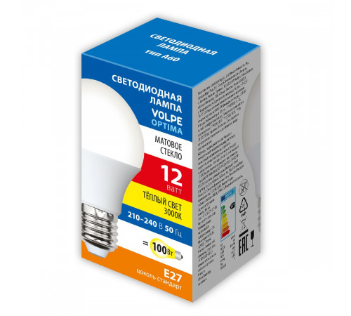 Лампа светодиодная Volpe E27 12W 3000K матовая LED-A60-12W/3000K/E27/FR/SLS UL-00008776 Лампа светодиодная Volpe E27 12W 3000K матовая LED-A60-12W/3000K/E27/FR/SLS UL-00008776