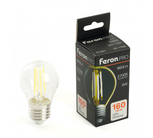 Светодиодная лампа Feron LB-1706 E27 6W 2700К 51250 Светодиодная лампа Feron LB-1706 E27 6W 2700К 51250