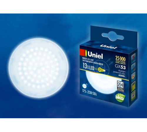 Лампа светодиодная (UL-00005313) Uniel GX53 10W 6500K матовая LED-GX53-10W/6500K/GX53/FR PLZ01WH