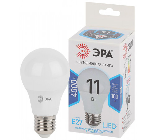 Лампа светодиодная Эра E27 11W 4000K LED A60-11W-840-E27 Б0029821 Лампа светодиодная Эра E27 11W 4000K LED A60-11W-840-E27 Б0029821