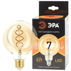 Лампа светодиодная Эра E27 7W 2400K F-LED G95-7W-824-E27 spiral gold Б0047663