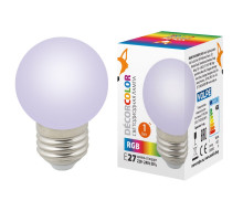 Лампа светодиодная Volpe E27 1W шар матовый LED-G45-1W/RGB/E27/FR/С UL-00005808