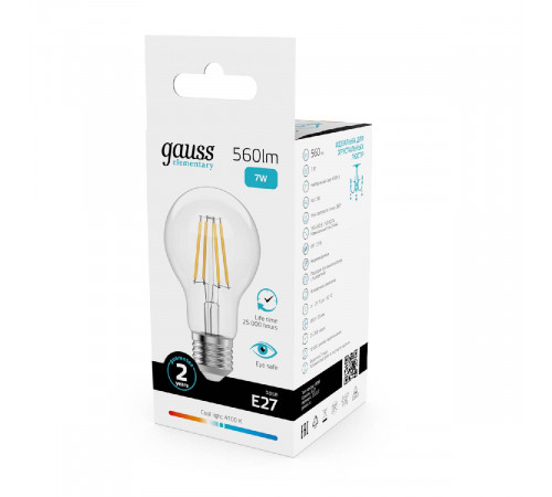 Лампа светодиодная Gauss Filament Elementary E27 7W 4100K 22227 Лампа светодиодная Gauss Filament Elementary E27 7W 4100K 22227
