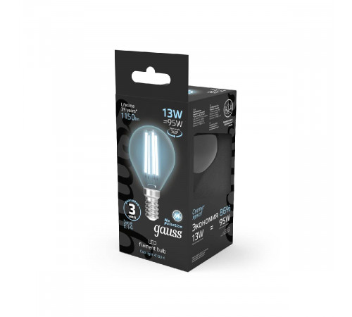 Лампа светодиодная Gauss Filament E14 13W 4100K 105801213 Лампа светодиодная Gauss Filament E14 13W 4100K 105801213
