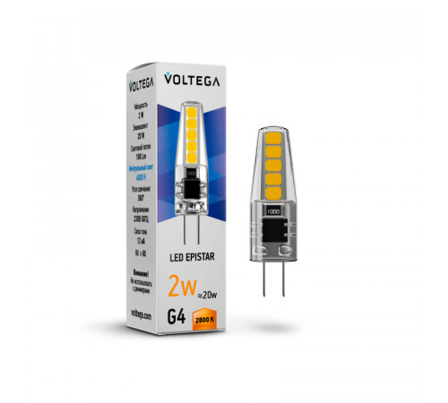 Лампа светодиодная Voltega G4 2W 2800K VG9-K1G4warm2W 7144 Лампа светодиодная Voltega G4 2W 2800K VG9-K1G4warm2W 7144