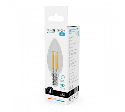 Лампа светодиодная Gauss Filament Elementary E14 8W 4100K 32128 Лампа светодиодная Gauss Filament Elementary E14 8W 4100K 32128