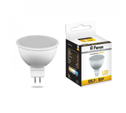 Лампа светодиодная Feron MR16 G5.3 5W 2700K матовая LB-24 25127 Лампа светодиодная Feron MR16 G5.3 5W 2700K матовая LB-24 25127