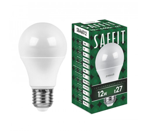 Лампа светодиодная Saffit SBA6012 шар E27 12W 6400K 55009 Лампа светодиодная Saffit SBA6012 шар E27 12W 6400K 55009