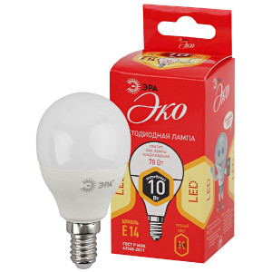 Лампа светодиодная Эра E14 10W 2700K ECO LED P45-10W-827-E14 Б0032968