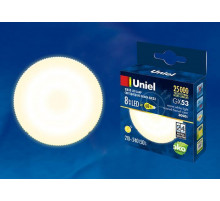 Лампа светодиодная (UL-00001672) Uniel GX53 8W 3000K матовая LED-GX53-8W/WW/GX53/FR PLZ01WH