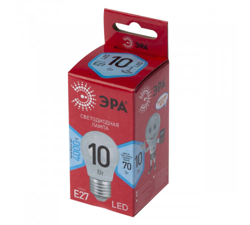 Лампа светодиодная Эра E27 10W 4000K LED P45-10W-840-E27 R Б0050234 Лампа светодиодная Эра E27 10W 4000K LED P45-10W-840-E27 R Б0050234