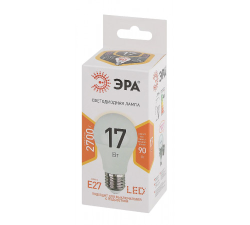 Лампа светодиодная Эра E27 17W 2700K LED A60-17W-827-E27 Б0031699 Лампа светодиодная Эра E27 17W 2700K LED A60-17W-827-E27 Б0031699