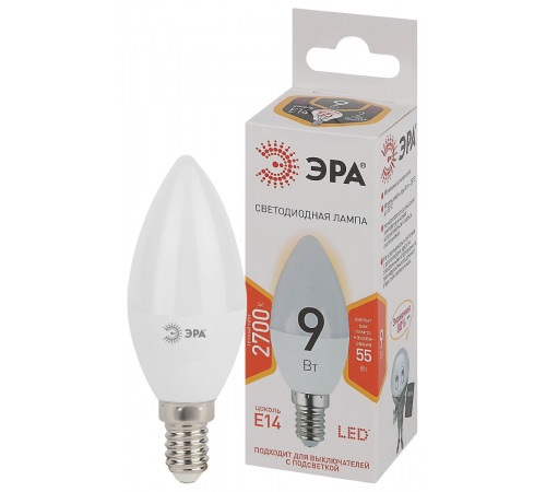Лампа светодиодная Эра E14 9W 2700K LED B35-9W-827-E14 Б0047935 Лампа светодиодная Эра E14 9W 2700K LED B35-9W-827-E14 Б0047935