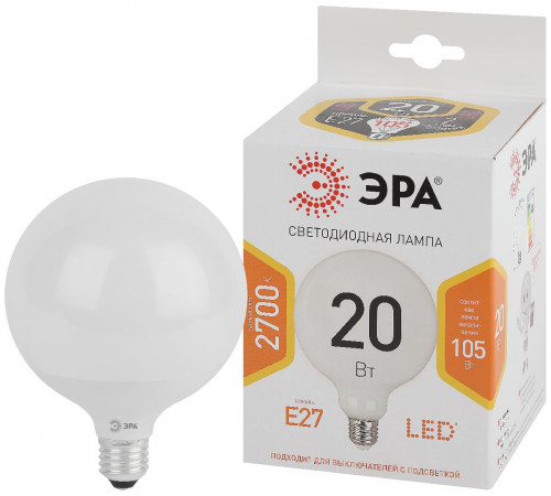 Лампа светодиодная Эра E27 20W 2700K LED G120-20W-2700K-E27 Б0049080 Лампа светодиодная Эра E27 20W 2700K LED G120-20W-2700K-E27 Б0049080