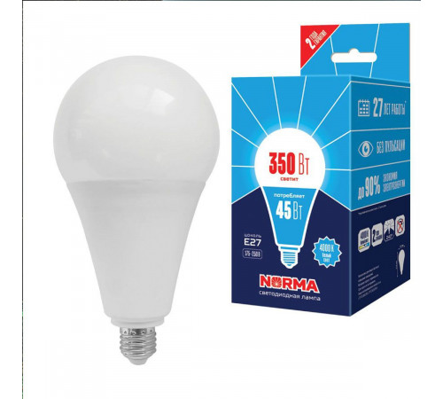 Лампа светодиодная Volpe Norma LED-A120-45W/4000K/E27/FR/NR картон UL-00005611 Лампа светодиодная Volpe Norma LED-A120-45W/4000K/E27/FR/NR картон UL-00005611