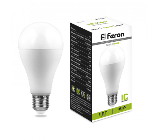 Лампа светодиодная Feron E27 30W 4000K груша матовая LB-130 38195 Лампа светодиодная Feron E27 30W 4000K груша матовая LB-130 38195