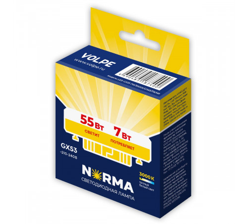 Лампа светодиодная Volpe Norma LED-GX53-7W/3000K/GX53/FR/NR UL-00011423 Лампа светодиодная Volpe Norma LED-GX53-7W/3000K/GX53/FR/NR UL-00011423