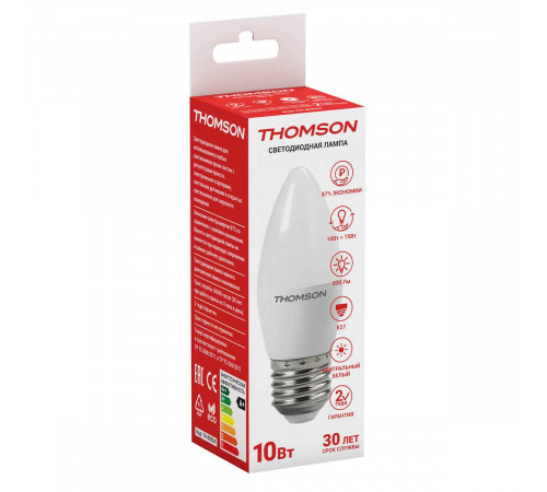 Лампа светодиодная Thomson E27 10W 4000K свеча матовая TH-B2024 Лампа светодиодная Thomson E27 10W 4000K свеча матовая TH-B2024