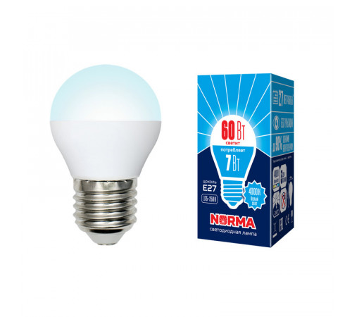 Лампа светодиодная (UL-00003822) Volpe E27 7W 4000K матовая LED-G45-7W/NW/E27/FR/NR
