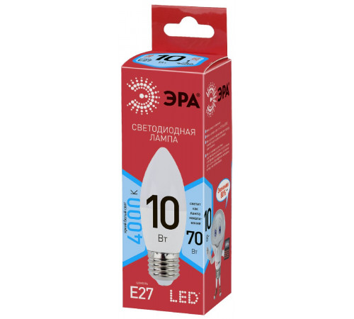 Лампа светодиодная Эра E27 10W 4000K LED B35-10W-840-E27 R Б0050696 Лампа светодиодная Эра E27 10W 4000K LED B35-10W-840-E27 R Б0050696