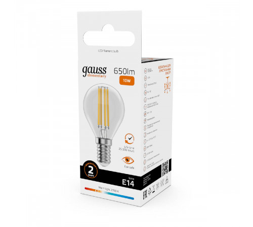 Лампа светодиодная Gauss Filament Elementary E14 10W 2700K 52110