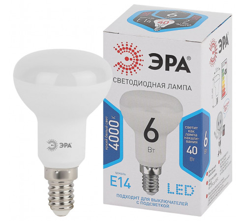 Лампа светодиодная Эра E14 6W 4000K LED R50-6W-840-E14 Б0020556 Лампа светодиодная Эра E14 6W 4000K LED R50-6W-840-E14 Б0020556