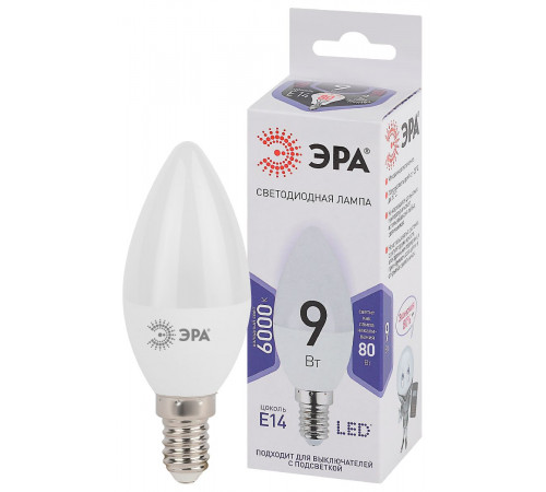 Лампа светодиодная Эра E14 9W 6000K LED B35-9W-860-E14 Б0031403 Лампа светодиодная Эра E14 9W 6000K LED B35-9W-860-E14 Б0031403
