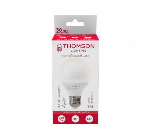 Лампа светодиодная Thomson E27 4W 3000K шар матовый TH-B2361 Лампа светодиодная Thomson E27 4W 3000K шар матовый TH-B2361