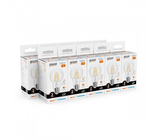 Лампа светодиодная Gauss Filament Elementary E27 7W 2700K 22217 Лампа светодиодная Gauss Filament Elementary E27 7W 2700K 22217