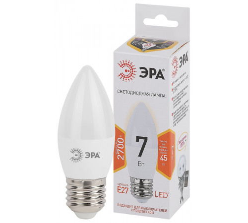 Лампа светодиодная Эра E27 7W 2700K LED B35-7W-827-E27 Б0028479 Лампа светодиодная Эра E27 7W 2700K LED B35-7W-827-E27 Б0028479