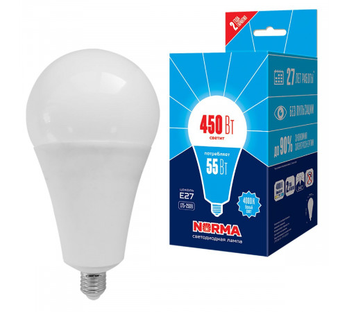 Лампа светодиодная Volpe Norma LED-A140-55W/4000K/E27/FR/NR картон UL-00005614 Лампа светодиодная Volpe Norma LED-A140-55W/4000K/E27/FR/NR картон UL-00005614