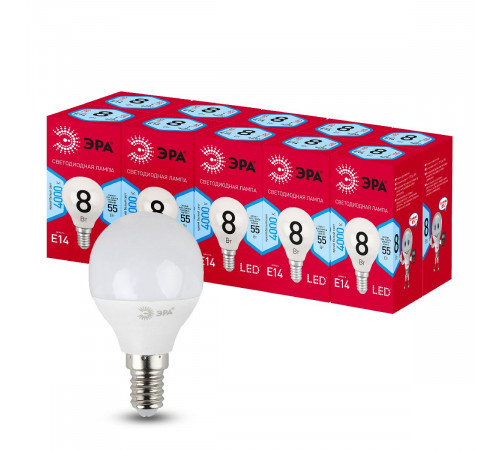 Лампа светодиодная Эра E14 8W 4000K LED P45-8W-840-E14 R Б0052440 Лампа светодиодная Эра E14 8W 4000K LED P45-8W-840-E14 R Б0052440