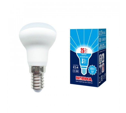 Лампа светодиодная Volpe Norma LED-R39-3W/4000K/E14/FR/NR картон UL-00005626 Лампа светодиодная Volpe Norma LED-R39-3W/4000K/E14/FR/NR картон UL-00005626