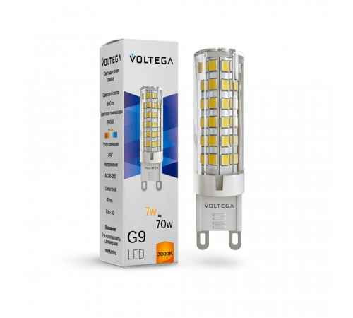 Светодиодная лампа Voltega Simple Capsule 7W 3000K G9 7187 Светодиодная лампа Voltega Simple Capsule 7W 3000K G9 7187