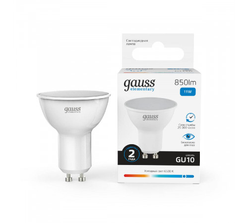 Лампа светодиодная Gauss GU10 11W 6500K матовая 13631 Лампа светодиодная Gauss GU10 11W 6500K матовая 13631